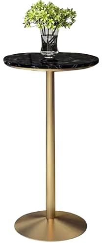Failjierue Runder Bar Cocktailtisch Frühstückstheke hoher Tisch mit Marmorplatte für Bistro, Küche, Esszimmer, Kaffee(55x105cm)