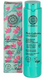 Natura Siberica C-Berrica Pink Calluna Luminous Renewal Night Cream – Nachtcreme mit Hyaluronsäure & Peptiden – Regeneration, Feuchtigkeit & Glow gegen müde Haut und erste Falten – 50 ml