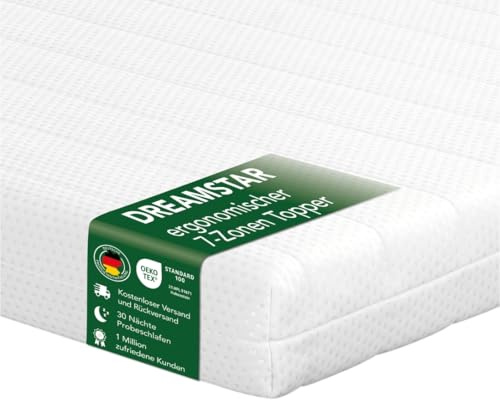 DREAMSTAR Easy Flex - Surmatelas ergonomique avec noyau en mousse froide - Surmatelas avec dureté 2 et 3 - Certifié Öko-TEX - 10 cm de haut - 120 x 200 cm