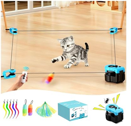 Automatic/Remote Control Cat Toy for Indoor Cats,Cat Toys Interactive | Adjustable Speed Exercise Cat Treadmill, Realistic Mouse Sounds,Keep Bored Kitten Chase Run-Blue