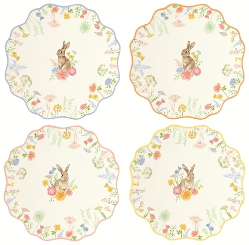 Easy Life TRES JOLIE Beilagenteller, Porzellan, Bunny Blumenmuster, 21 cm, 4er Set