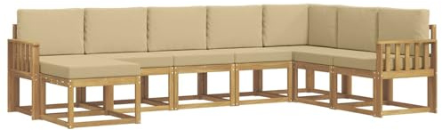 vidaXL Outdoor-Sofagarnitur mit Kissen 8 pcs Weiß und Beige, Moderner Garten Sofa, wetterfeste Eckcouch, Möbel zum Entspannen auf Terrasse, Patio Lounge und Komfortset