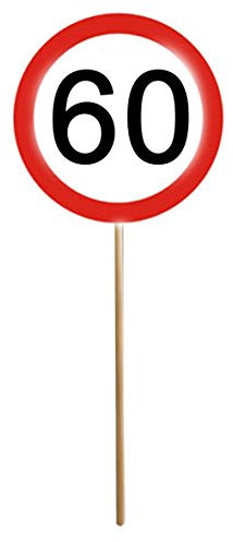 12er Set 60. Geburtstag Mini Schilder Verkehrsschilder mit Stab Deko
