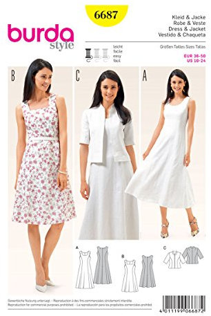Burda b6687 Schnittmuster Kleid und Jacke Papier weiß 19 x 13 x 1 cm