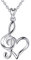 CELESTIA Damen Kette Herz mit Notenschlüssel, Musiknote Violinschlüssel Halskette 925 Sterling Silber, Geschenke für Musiklehrer Musikerin Musikliebhaber