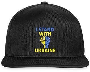 Spreadshirt I Stand with Ukraine Statement Snapback Cap, One Size, Schwarz/Schwarz