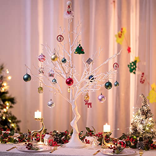 Inweder Weißer Künstlicher Baum Zweigbaum - 105cm Hoch Weihnachtsbaum für Tischdekoration Baum Anzeigen Großer Osterbaum Wunschbaum für Hochzeits Halloween Geburtstag Weihnachten Heimdekoration
