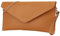 SH Leder Echtleder Clutch Umhängetasche kleine Tasche elegant Abendtasche in genarbt Rindleder mit Tragkette 31,5x16,5cm Saya G369 (Hell Cognac)