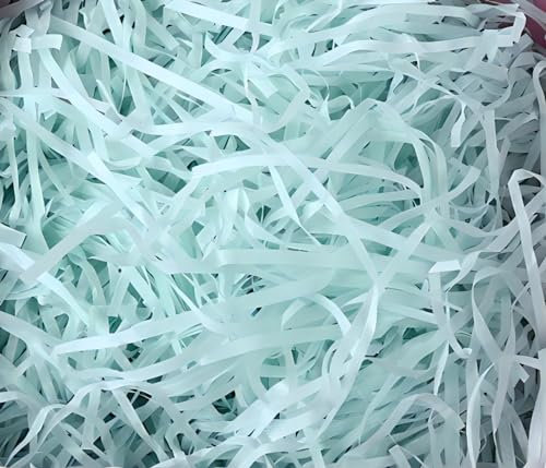 HXJADM 150g Papier Déchiqueté, Panier Cadeau de Remplissage Remplir des Fournitures de Fête et Emballage Cadeau, Raffia Remplissage Papier de soie déchiqueté (bleu-vert)