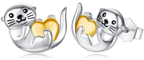 StoryEtain Otter Ohrstecker 925 Sterling Silber Otter Ohrringe Seeotter Geschenk Schmuck für Mädchen Damen Kinder