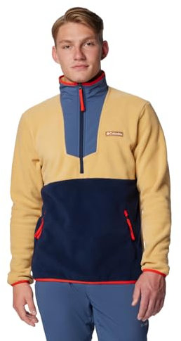 Columbia Pile da uomo Sequoia Grove con mezza zip, color cammello chiaro/montagna scuro/blu navy collegiato/speziato, S, Cammello chiaro/Montagna scura/Blu marino collegiale/Speziato, S