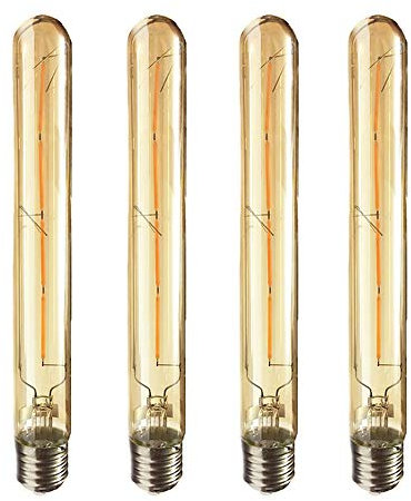 HUAMu 4er Edison Vintage Röhrenlampe E27 4W T30-225 Reagenzglas Flöte Glühlampe Rohr,400LM,AC 220-240V,E27 T30 LED Filament Glühbirne Warmweiß(2700K),Nicht Dimmbar