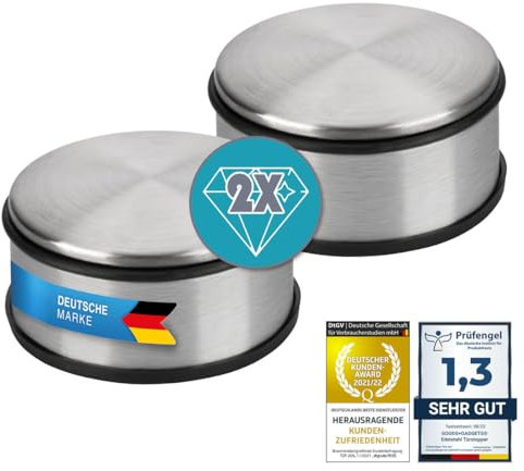 Designer Türstopper aus Edelstahl Gummi Türpuffer Türhalter Stopper 1,2kg (Silber 11x6cm, 2 Stück)