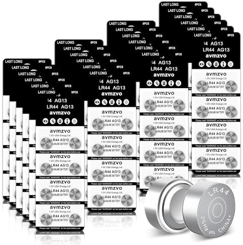 avmzvo Batteria a bottone LR44 LR 44 AG13 (160 pezzi) senza mercurio, 1,5 V, 357/357 A/L1154/A76/GPA76 (LR44-160)