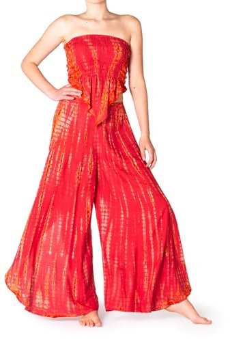 PANASIAM Pants Top Set Cuba TieDy, red orange, M
