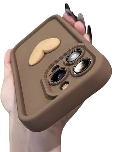 Emlivi Hülle Kompatibel mit iPhone 11 Pro, Cute Liebe Herz Muster Case 3D Herzen Matt Weich Silikon TPU Handyhülle für Mädchen Frauen Kameraschutz Stoßfeste Schutzhülle für iPhone 11 Pro, Khaki