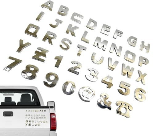 Chrom-Auto-Emblem-Aufkleber – 26 Stück Buchstaben-Aufkleber, Alphabet, Buchstaben, Zahlen, Symbol, Abzeichen