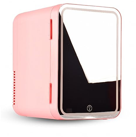 YIHANSS Skin Care Product Refrigerator, With Led Mirror, 8L Capacity Portable Refrigerator, Hot And Cold, Car And Home Dual Use Car Mini Fridge, Mini Fridge For Skin Care,Pink (Pink)