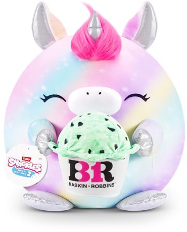 Snackles Serie 2 35 cm ZURU Kuschelig-weiches, beruhigendes, 35 cm großes Plüschspielzeug mit Snackmarken-Accessoire (Marty), Basink-Robbin Einhorn