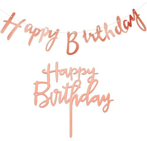 1 Bandera De Feliz Cumpleaños, 1 Inserto Para Pastel, Bandera De Letras Estampadas En Caliente De Una Pieza, Pancarta De Feliz Cumpleaños, Suministros De Decoración Para Fiestas