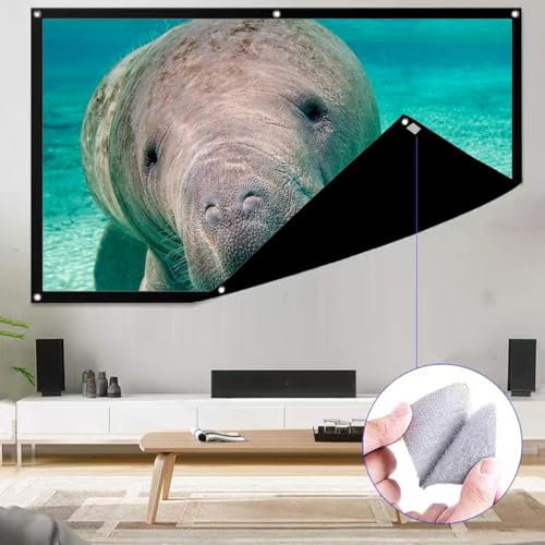 QSPNVFB 60 100 200 Grande Pantalla De Proyector, Portátil Plegable Tela Proyector, Cine En Casa Pantallas De Cine Pared Móvil para Teatro Patio Oficina(100 Inch-4:3)