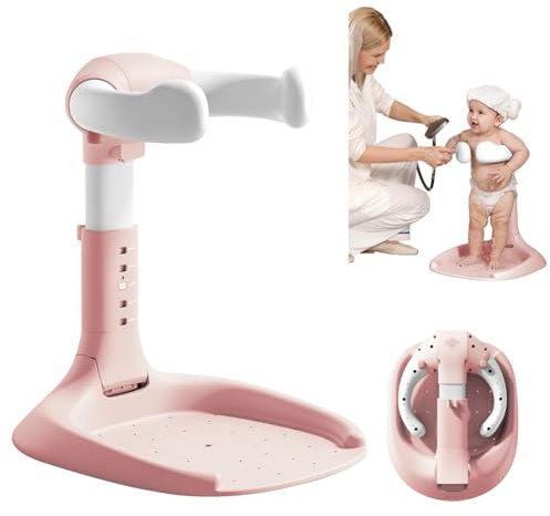 Ständer für Babypartys, Baby-Badewannen-Unterstützung, Stehstütze für Babypartys mit verstellbarer Höhe und Armlehne, Baby-Badewannenständer mit Anti-Rutsch- und Duschkopfhalter, Baby-Badezubehör für