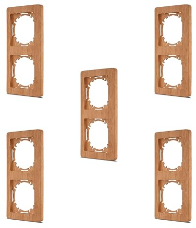 REV Schalterserie NOVA SPARSET - 5x 2-fach Rahmen senkrecht, eichefarben | Für Steckdosen, Lichtschalter & weitere Einsätze | passend für REV TECHNIK Serie