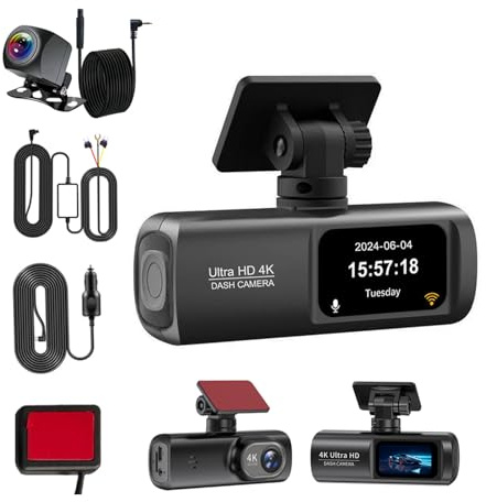 KIXZSAZ ABS Dash Cam Front Rear Dash Camera 4K/1080P 4K Cam Recorder 24H Parking Monit-or G-sensor Wide-Angle Lens, Without Card
