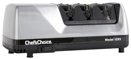 Chef’sChoice 15 EdgeSelect Professional Electric Knife Straight and Serrated Knives Diamond Abrasives Patented Sharpening System, Metal-Steel