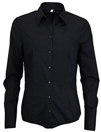 Seidensticker Damen Bodybluse Langarm Slim Fit Uni Bügelfrei Bluse, Schwarz, 38 EU