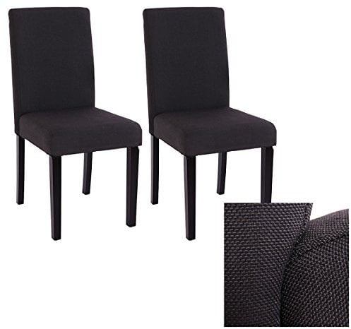 Mendler 2er-Set Esszimmerstuhl Stuhl Küchenstuhl Littau - Textil, schwarz, dunkle Beine