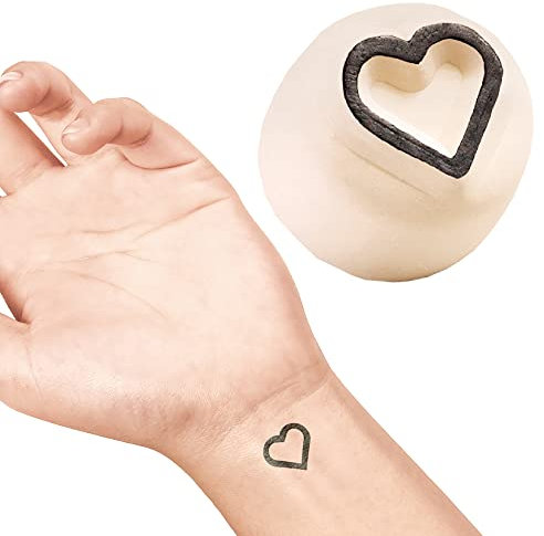 LaDot Tattoo für Kinder und Erwachsene, temporäre hautfreundliche fake Tattoos, Tattoo-Stempel ohne Nadeln für Körper und Arm, wasserfest, Keramikstempel Herz