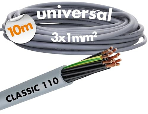 Lapp 10 Meter 1119203 Ölflex Classic 110 PVC-Steuerleitung 3x1 mm² mit grün-gelben Schutzleiter 3G1,0 mm² I Mantelleitung 3 adrig I Kabel 3 adrig