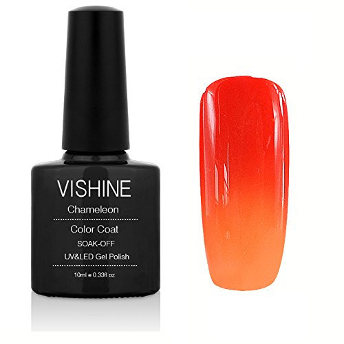 Vishine Soak Off UV LED Temperature Colour Changing Gel Polish 10ML Orange-red - Orange (5723)