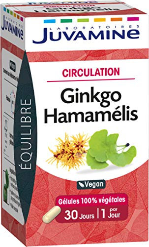 JUVAMINE - Ginkgo Hamamélis - Circulation - Favorise la Sensation de Jambes Légères - 30 Gélules d'origine végétale - 1 Gélule par Jour - Fabriqué en France