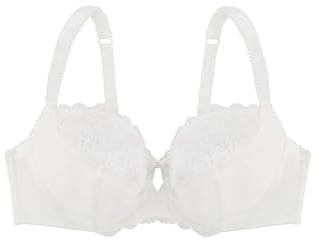 Dorina CELINE Nicht gepolsterter Bügel-BH für Damen, Floralspitze & weicher Mikrofaserstoff, verstellbare Picot-Träger, Power-Mesh-Rücken, Satinschleifendetail, Elfenbein
