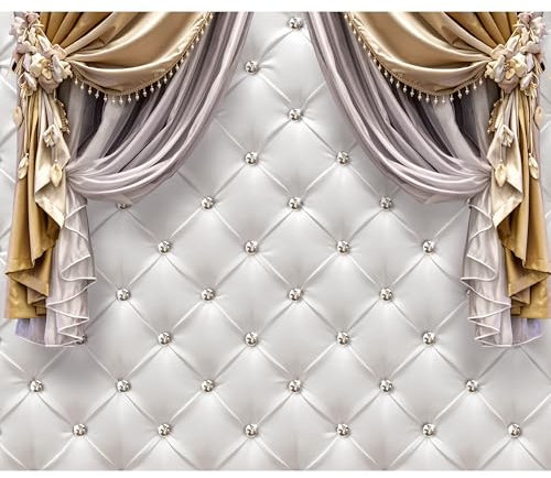 decomonkey Fototapete Leder Deluxe 350x256 cm XXL Design Tapete Fototapeten Vlies Tapeten Vliestapete Wandtapete moderne Wand Schlafzimmer Wohnzimmer Diamanten