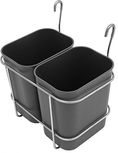 Saro - AB 2 Poubelle pour Chariot de Service, 2 x 8 l, Support de Fixation en Acier Inoxydable, Bacs en Plastique, Compacts et Faciles à Nettoyer