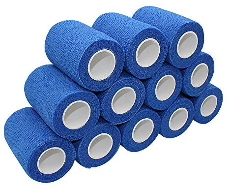 STpro Crepe Bandage Elastic Bandage Cohesive Bandages 7.5cm x 12 Rolls Blue Waterproof Bandage Vet Wrap Support Bandage Cohesive Support Bandage Vets Tape Self Adhesive Bandage