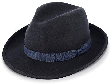 fiebig Fedora Cappello in Feltro di Lana | Bogart per Donne e Uomini | vestibilità Comoda in Estate e in Inverno | Cappello Classico Fatto in Italia