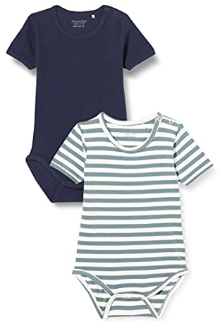 MINYMO Unisex Baby Body SS (2-pack) Baby- und Kleinkind T-Shirt-Satz, 68