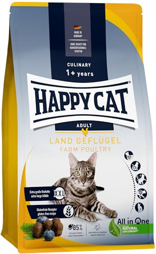 Happy Cat 70570 - Culinary Adult Land Geflügel - Katzen-Trockenfutter für ausgewachsene Katzen und Kater - 4 kg Inhalt