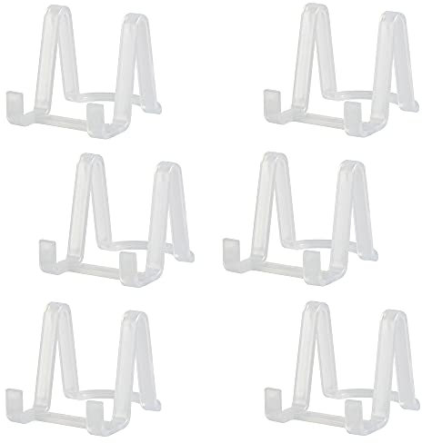 Tincogo 6 Stück Tellerständer Tellerhalter aus Kunststoff - Plastik Staffelei Ständer für Teller, Bilderrahmen, Foto, Kunst - Höhe 3 Zoll (7,5 cm) - Transparent