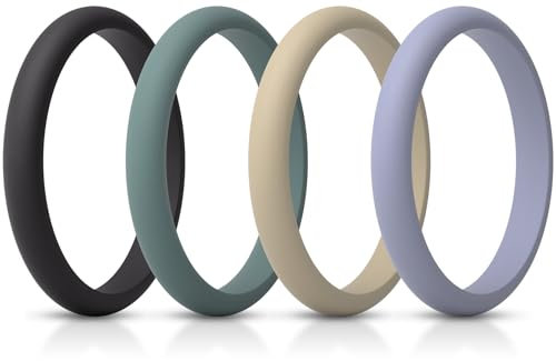 ThunderFit Women's Thin and Stackable - Silicone Rings Wedding Bands - Promise rings 2.5mm Width - 2mm Thick, 4.5 - 5 (15.7mm), Silicone, No Gemstone
