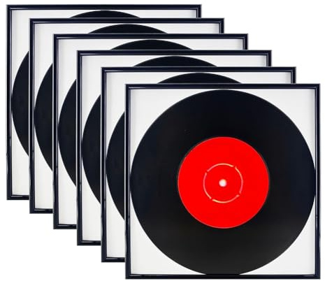 Quiceerly Display Musikplattenalbum Rahmen 4er-Pack, 12,5 X 12,5 Vinyl LP-Cover, Hochglanz Klavierlack.