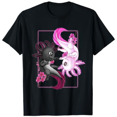 Axolotl Yin Yang Plüschtier Kirschblüte für Mädchen und Jungen T-Shirt