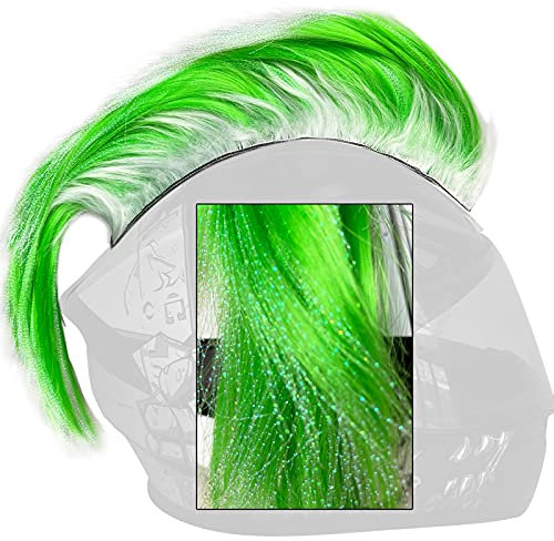 3T-SISTER Helm Mohawk Hawk Cosplay Perücke Helm Zubehör für Motorrad Fahrrad Ski Helme Echthaar Dekorationen (Helm nicht enthalten) (Grün)