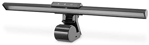 DIGITUS Lámpara LED para monitor con soporte de pinza - Regulable - 5 niveles de luminosidad - Temperatura de color ajustable - 250 lúmenes - Lámpara de escritorio - Lámpara para pantalla - Negro
