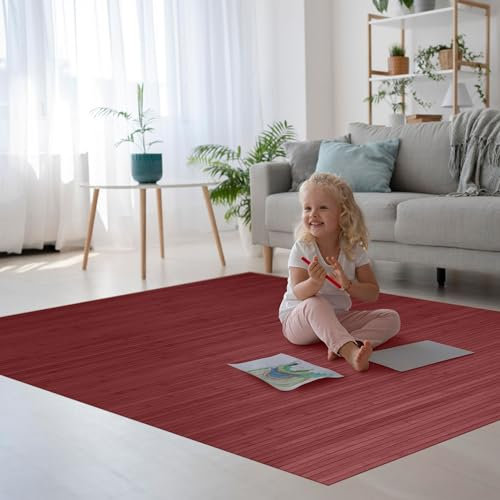 DE-COmmerce Bambusteppich Massive Aurora, 200x300 cm, 17mm gehärtete Stege, massiver Teppich ohne Bordüre, Bambusmatte