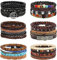 Morfetto 28Pcs Bracelet en Cuir Tressé pour Hommes Femmes - Bois Arbre de Vie, Perle, Manchette Wrap Réglable